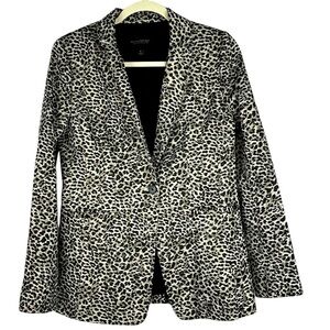 Banana Republic animal print single button metallic evening blazer Sz 8 Gray/Blk